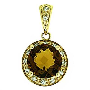 Prima   Whiskey Quartz & Diamond Pendant