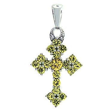 Prima   Yellow Sapphire & Diamond Cross Pendant