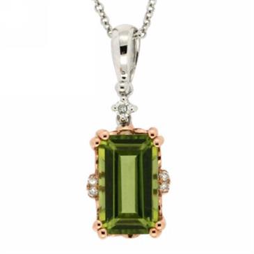 Prima 14k Two Tone Gemstone Pendant