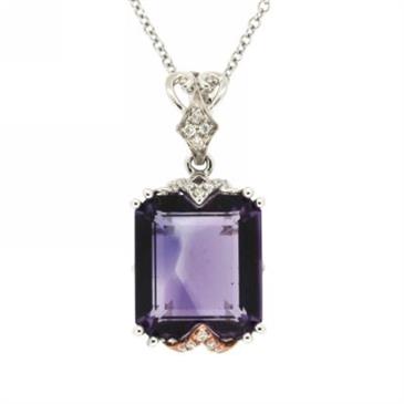 Prima 14k Two Tone Gemstone Pendant