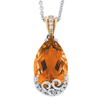 Prima 14k Two Tone  Gemstone Pendant