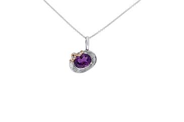 Prima 14k Two Tone  Gemstone Pendant