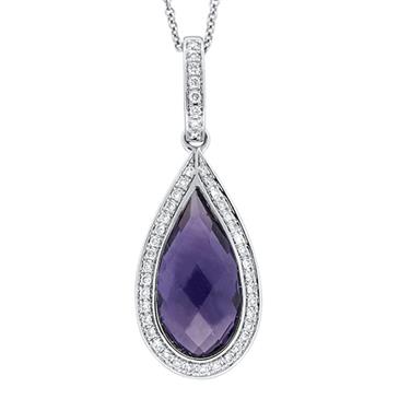 Prima 14k White Gemstone Pendant