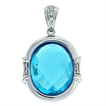 Prima 14k White Gemstone Pendant