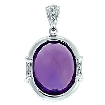 Prima 14k White Gemstone Pendant