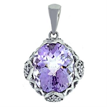 Prima 14k White Gemstone Pendant