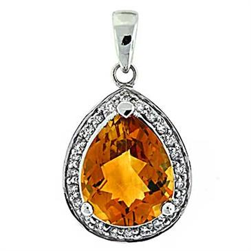 Prima 14k White Gemstone Pendant