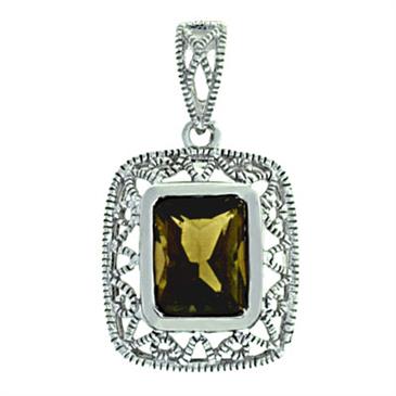 Prima 14k White Gemstone Pendant