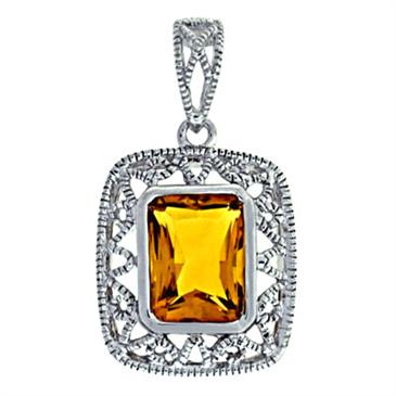 Prima 14k White Gemstone Pendant