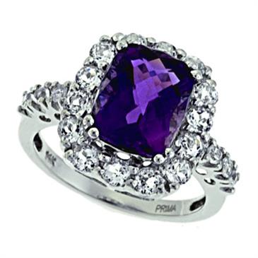 Prima Amethyst And White Topaz Ring