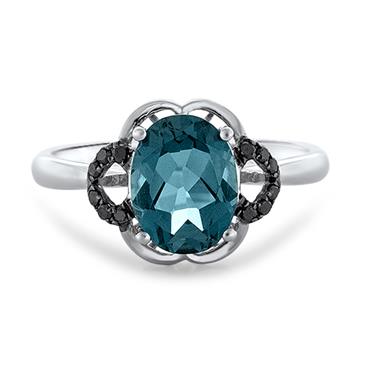 Prima Black Diamond & London Blue Flower Ring