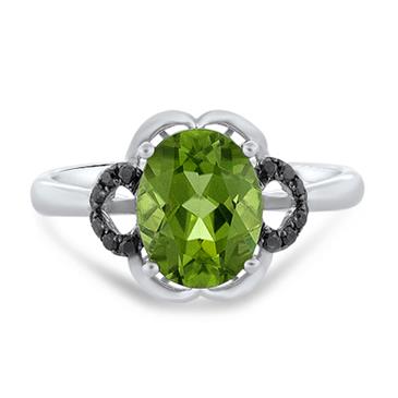 Prima Black Diamond & Peridot Ring