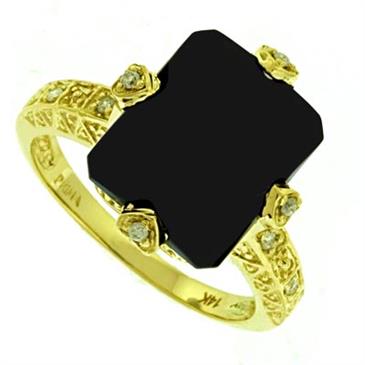 Prima Black Onyx & Diamond Ring