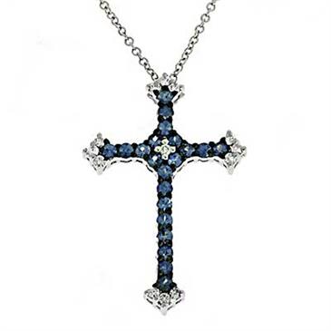 Prima Blue Sapphire & Diamond Pendant With Chain