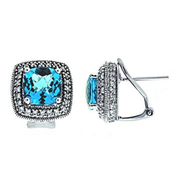 Prima Blue Topaz & Diamond Earrings