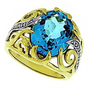 Prima Blue Topaz & Diamond Ring