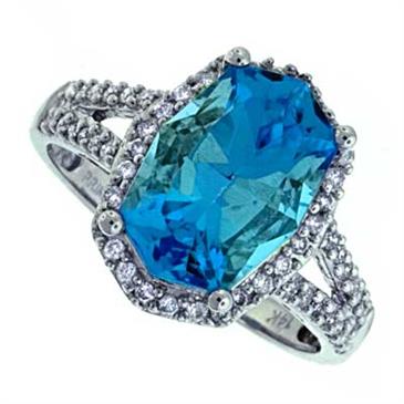 Prima Blue Topaz & Diamond Ring