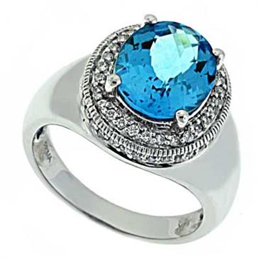 Prima Blue Topaz And Diamond Ring