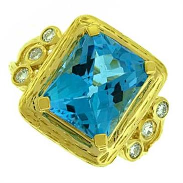 Prima Blue Topaz And Diamond Ring