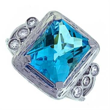 Prima Blue Topaz And Diamond Ring