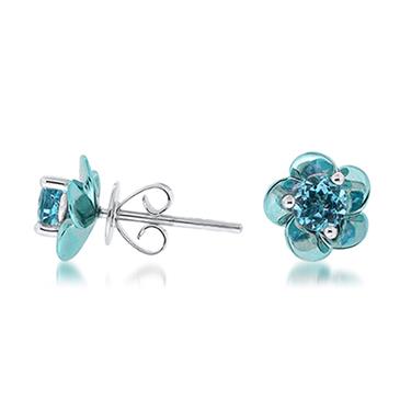 Prima Blue Topaz Coated Flower Earrings