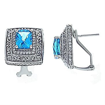 Prima Blue Topaz & Diamond Earrings