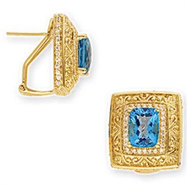 Prima Blue Topaz & Diamond Earrings