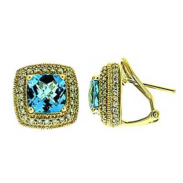 Prima Blue Topaz & Diamond Earrings