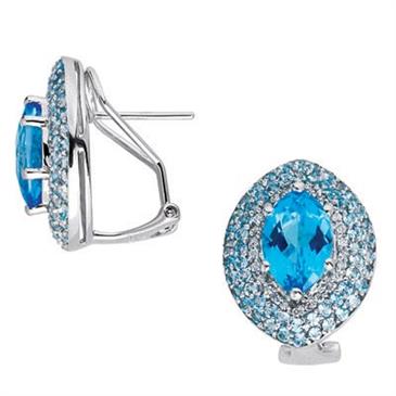 Prima Blue Topaz & Diamond Earrings