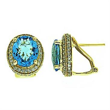 Prima Blue Topaz & Diamond Earrings