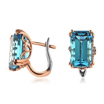 Prima Blue Topaz & Diamond Earrings