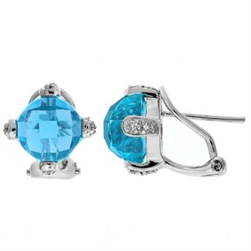 Prima Blue Topaz & Diamond Earrings