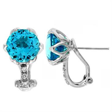 Prima Blue Topaz & Diamond Earrings