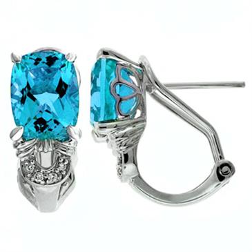 Prima Blue Topaz & Diamond Earrings