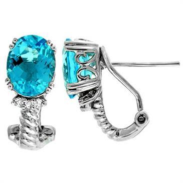 Prima Blue Topaz & Diamond Earrings