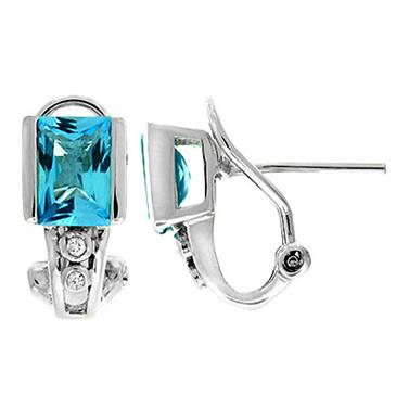 Prima Blue Topaz & Diamond Earrings