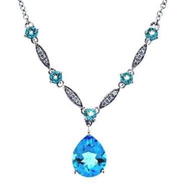 Prima Blue Topaz & Diamond Necklace