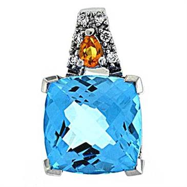 Prima Blue Topaz & Diamond Pendant