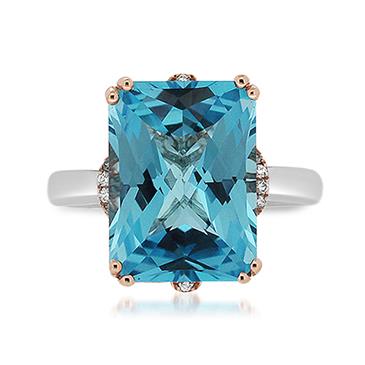 Prima Blue Topaz & Diamond Ring