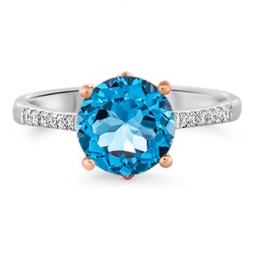 Prima Blue Topaz & Diamond Ring