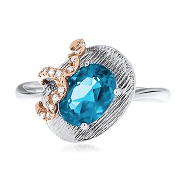 Prima Blue Topaz & Diamond Ring