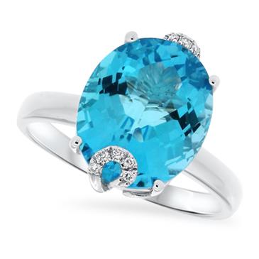 Prima Blue Topaz & Diamond Ring