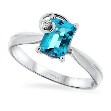 Prima Blue Topaz & Diamond Ring