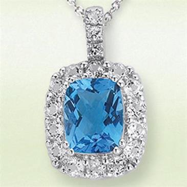 Prima Blue Topaz & White Topaz Pendant