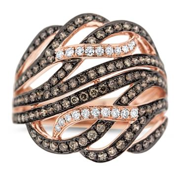 Prima Brown & White Diamond 9 Swirl Ring