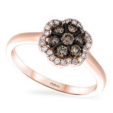 Prima Brown & White Diamond Flower Ring