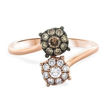 Prima Brown & White Diamond Cluster Bypass Ring