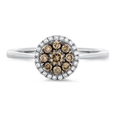 Prima Brown & White Diamond Round Cluster Ring