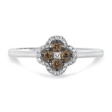 Prima Brown & White Diamond Mini Clover Cluster Ring