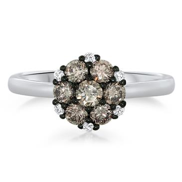 Prima Brown Diamond & Diamond Cluster Ring